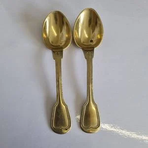 2 x Vintage Gold Coloured teaspoons