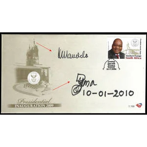 2009 Jacob Zuma Presidential Inauguration Cover SIGNED plus Mandela Autopen Signature
