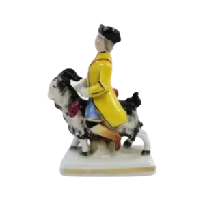 20th Century miniature SITZENDORF figurine of a tailor astride a goat