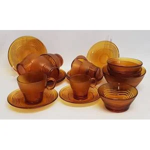 21 piece Duralex tea cups, espresso cups and dessert bowls made in France as per photo