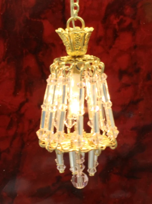 Dollhouse Scale Small Rose Beaded Chandelier