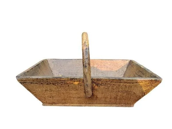 An Antique French Rustic Harvest Wooden Basket