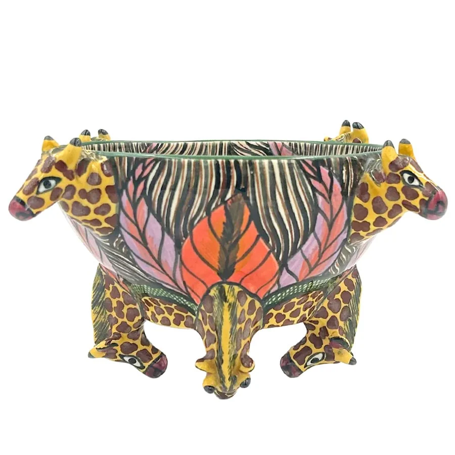 Ardmore Hand Painted Giraffe Bowl 1999