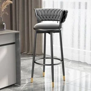 Art Deco Gray Upholstered Bistro Stool – Counter Height (26"H)