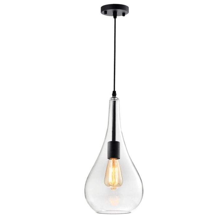 Black Metal Pendant with Clear Glass PEN573