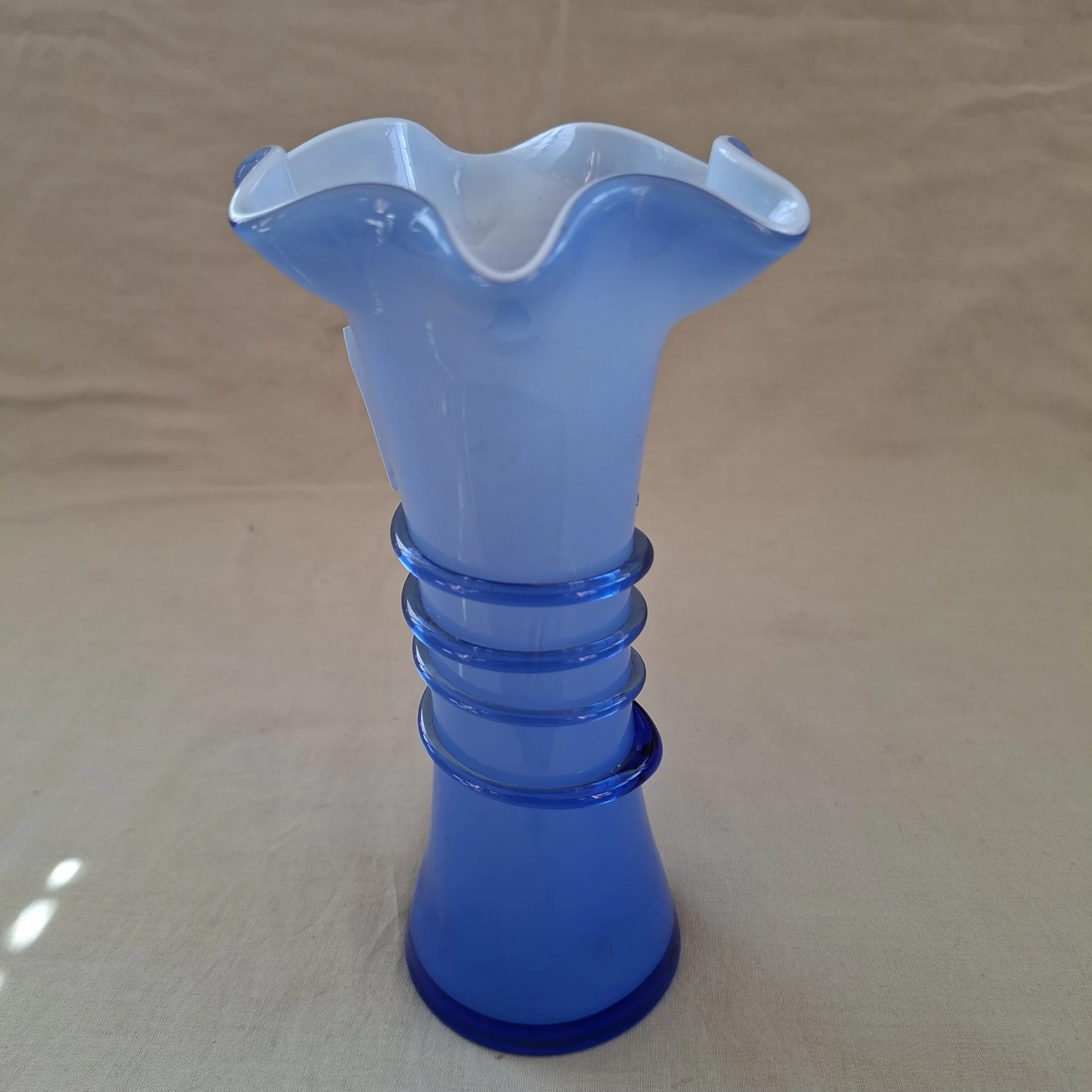 Blue Vase - Cased Glass - European, Murano? Czech Opaline Glass Cobalt Blue