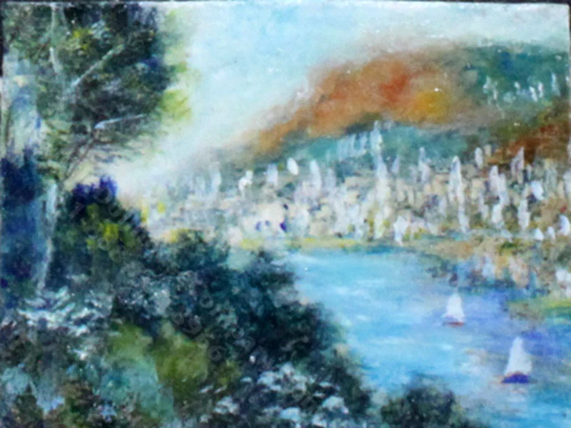 Coastal City Landscape Painting by Larry Morganti