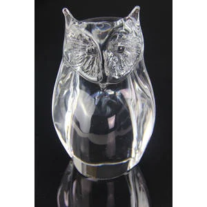 Daum France Large Heavy Crystal Owl Chouette Figurine