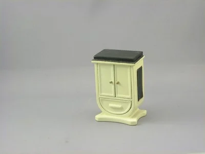 Dollhouse Miniature Art Deco Bedside Table Cream