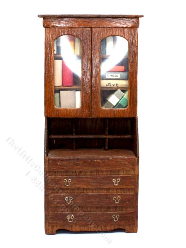 Dollhouse Miniature Bookcase/Secretary Desk