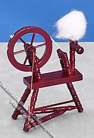 Dollhouse Scale Model Mahogany Spinning Wheel