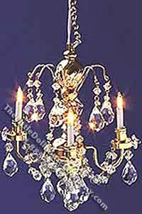 Dollhouse Scale Model Nostalgia Three Arm Crystal Chandelier