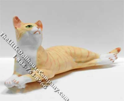Dollhouse Scale Model Orange Cat Laying Out