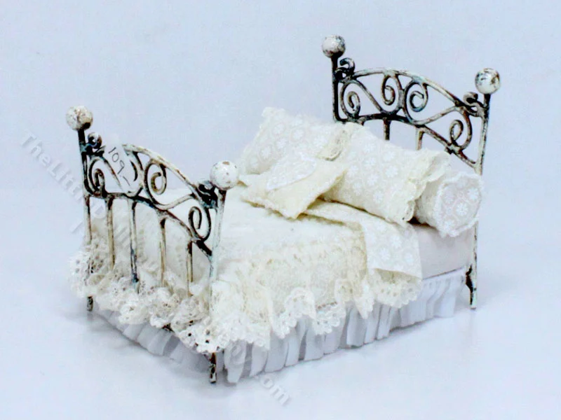 Half Scale Metal Bed with Handmade Bedding by Judith Blondell