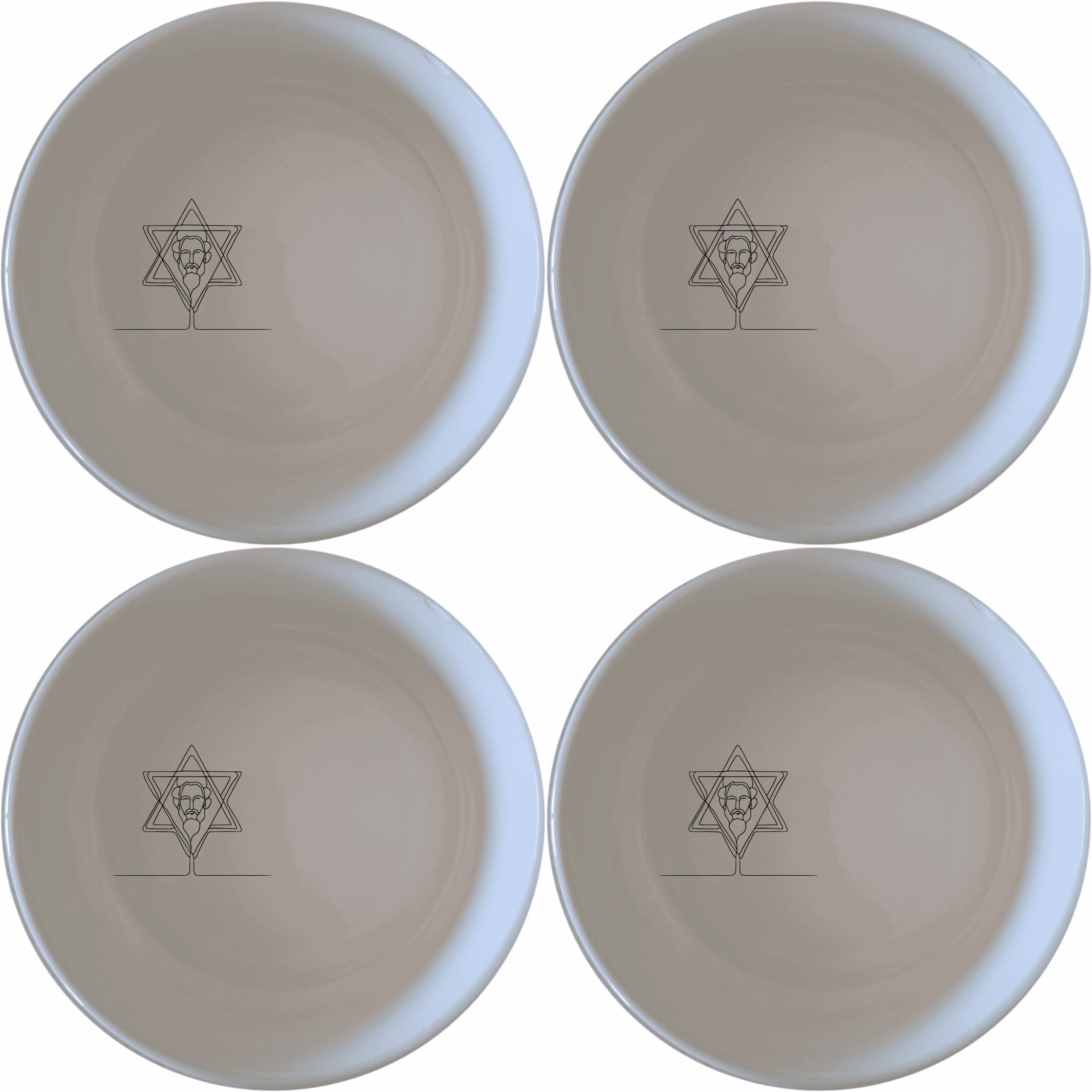 Jewish Imagery Flat Bowl Set of 4 - Range 2
