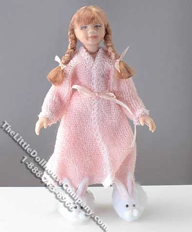Long-Haired Girl in Pink Robe by Cindy's Dolls
