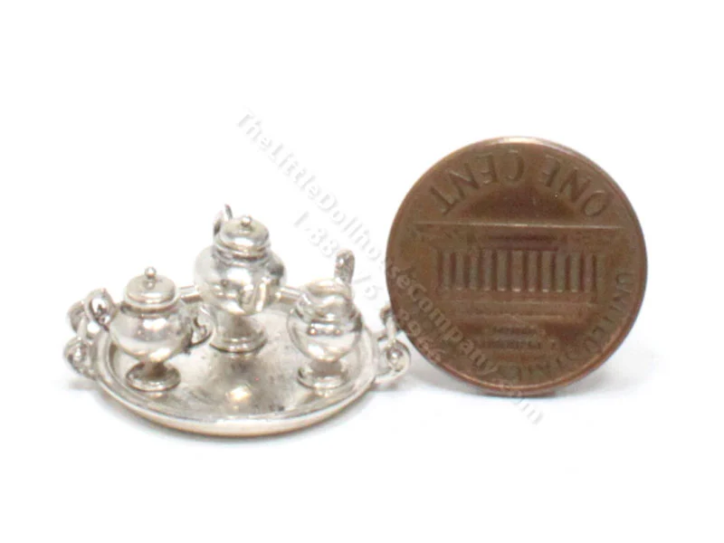 Miniature 1/2 Scale Sterling Silver Tea Set by Pete Acquisto