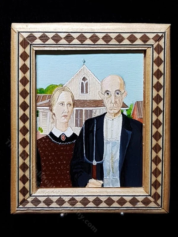 Miniature 'American Gothic' Painting by Kelly Hadden