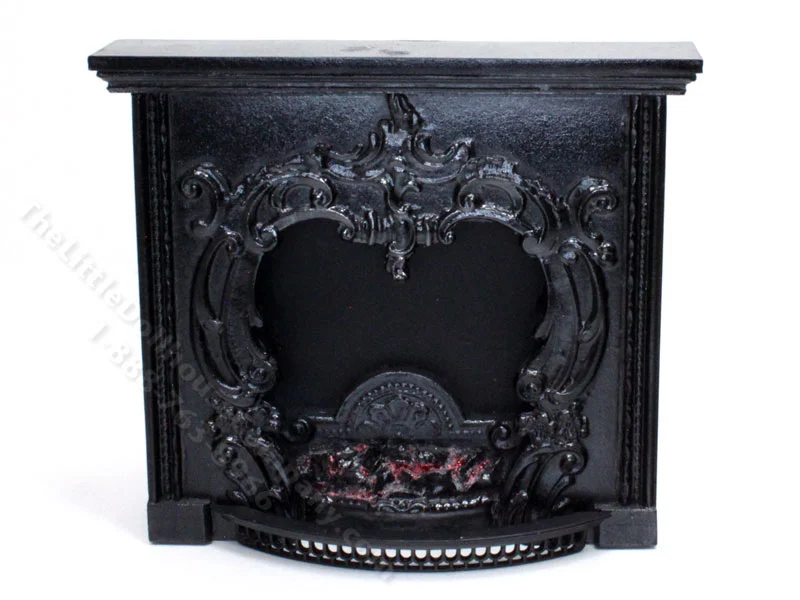 Miniature Black Victorian Fireplace for Dollhouses