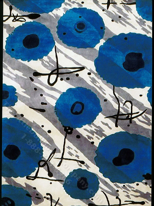 Miniature Blue/Black/Cream Abstract Rug by PRD Miniatures