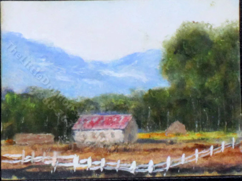 Miniature Farm Landscape Painting by Larry Morganti