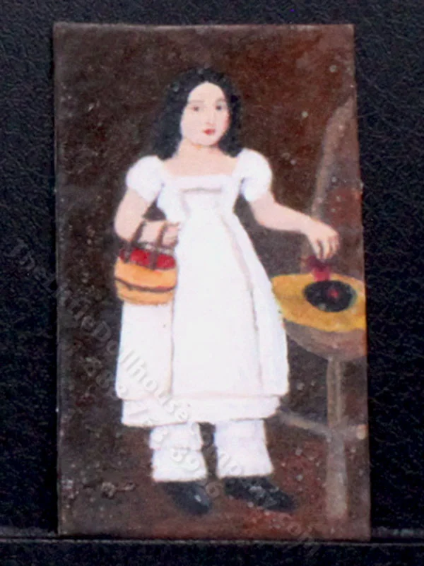 Miniature Girl with Basket Painting by Larry Morganti