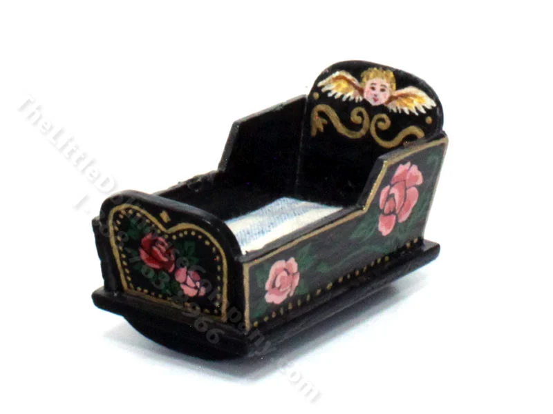 Miniature Handmade Painted Cradle for Dollhouses