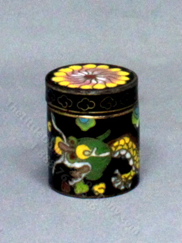 Miniature Lacquered Enamel Chinese Tea Jar for Dollhouses