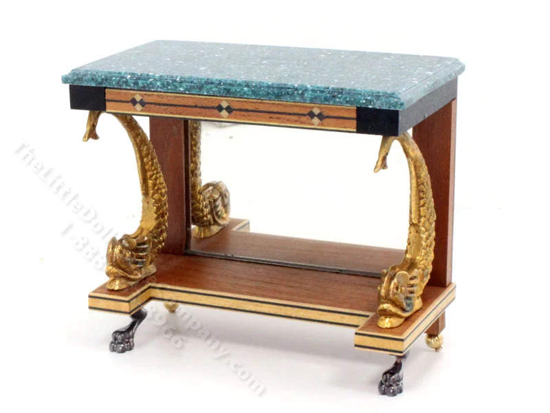 Miniature Malachite Empire Style Console Table for Dollhouses