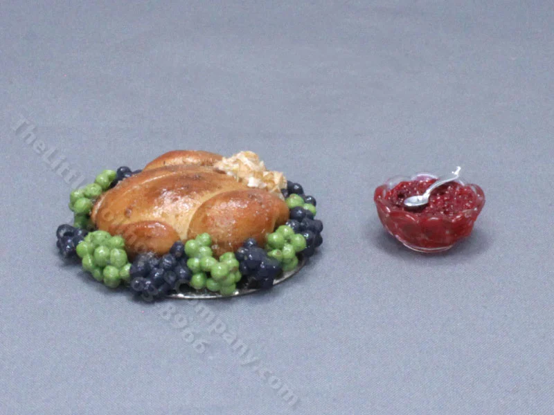 Miniature Turkey and Cranberry Sauce for Dollhouses