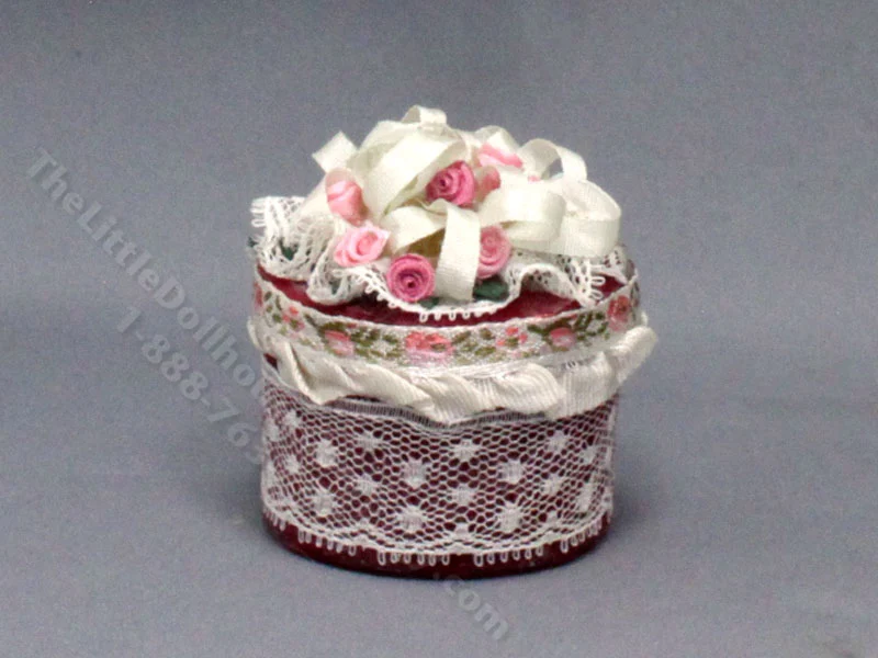 Miniature Vintage Floral and Lace Hat Box