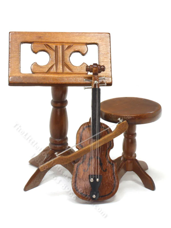Miniature Walnut Violin Set