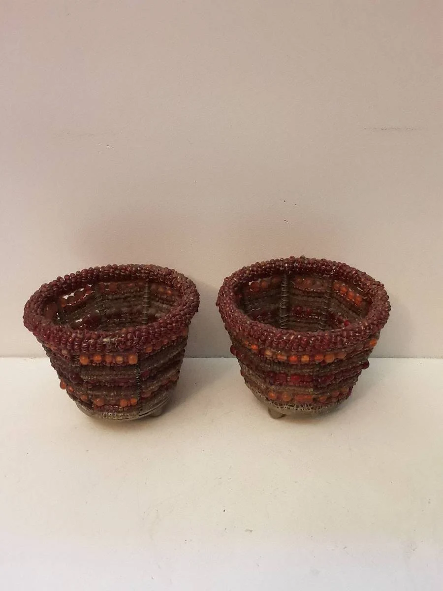 Pair of African Beaded Bowls7 cm x 6 cm