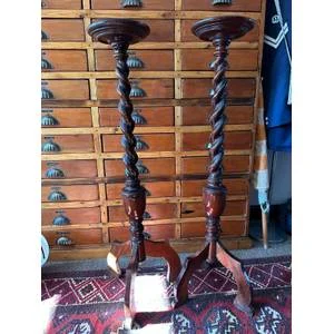 Pair of Stinkwood Barley Twist Gueridans 330x 960 mm.