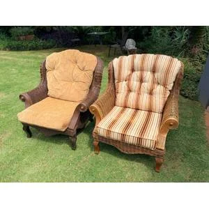 Pair of Wicker Arm Bulky Chairs