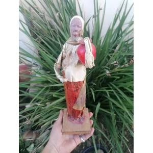 Paper Mache Folk Art Man Woman Peasant Sculpture