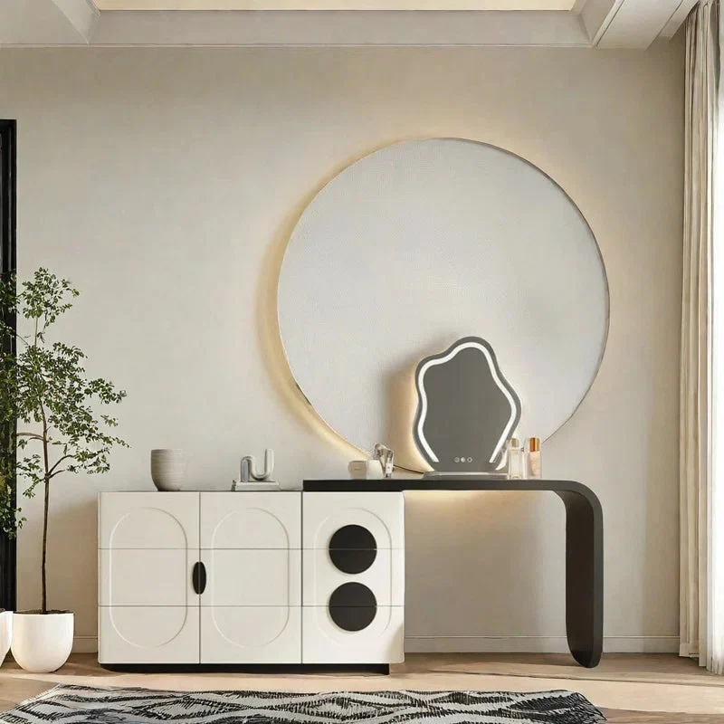 QandAHome-Wooden Vanity Dressing Table with Mirror