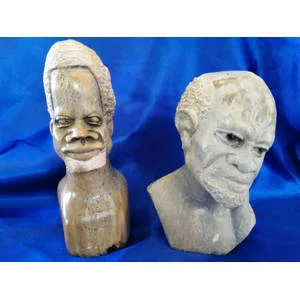 Quality vintage hand carved African men stone sculptures