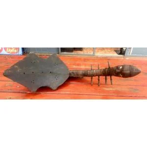 RARE ANTIQUE DRC MANGBETU FIGURAL BOW HARP. 700 MM