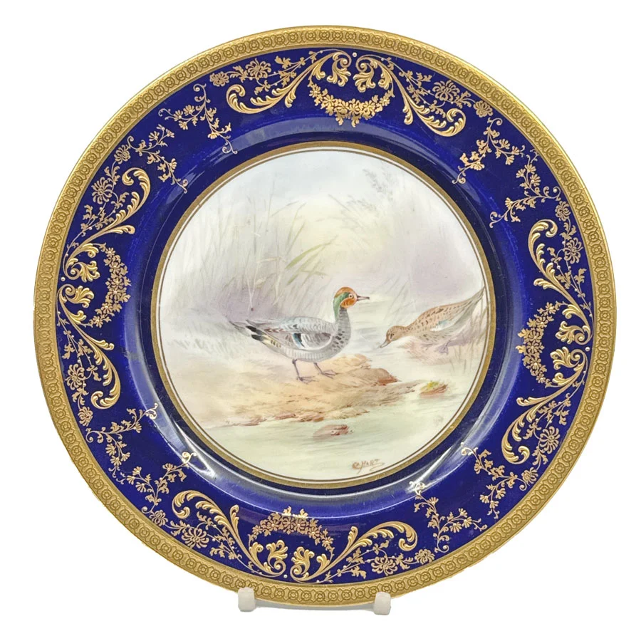 Royal Doulton Cabinet Plate Hand Painted Birds By River C1890