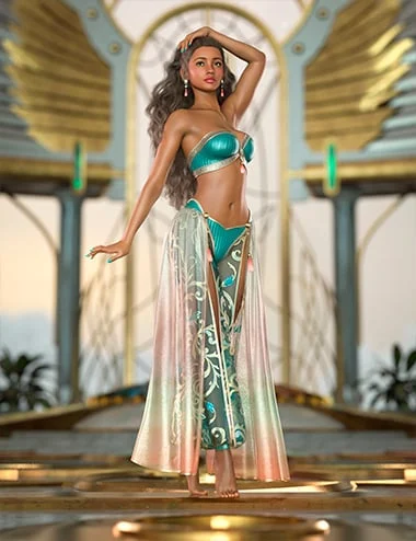 The Royal Lotus Priestess dforce Outfit for Genesis 9 Feminine