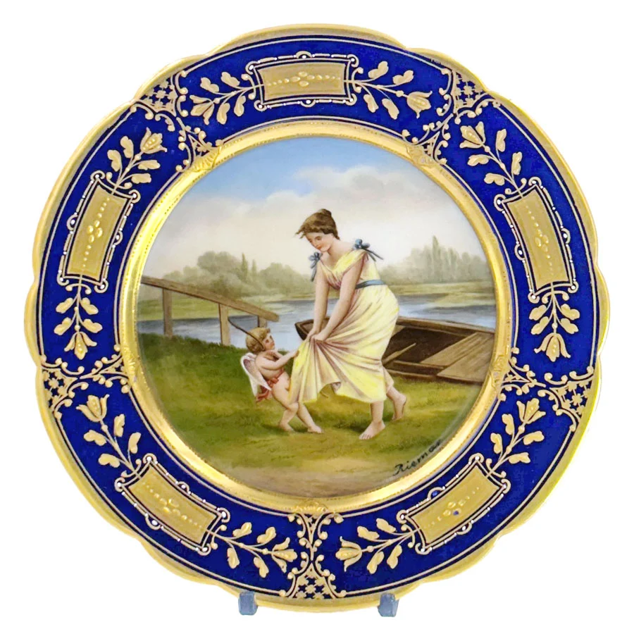 Royal Vienna Porcelain Cabinet Plate Signed Riemor Komm Mit 19th