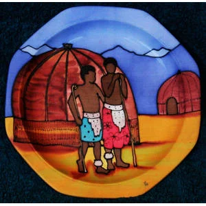 Silk art plate - Swaziland by Viv Verdelli - vintage