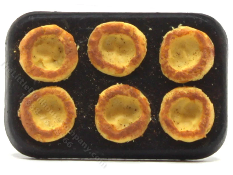 Six Miniature Yorkshire Pudding in Black Baking Tray