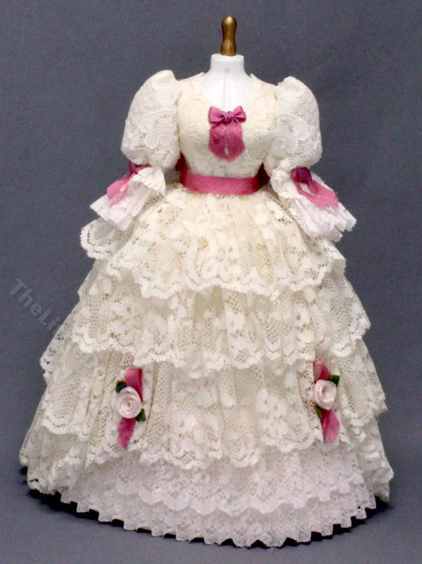 Vintage Miniature Pink and Lace Wedding Dress