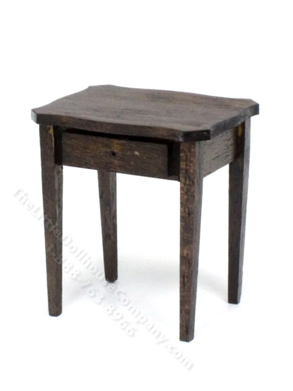 Vintage Miniature Walnut End Table For Dollhouses