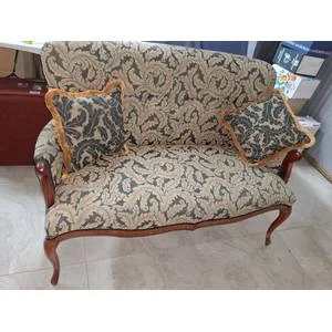 Vintage Queen Anne Style Settee with Beautiful Upholstery - COLLECTION ONLY