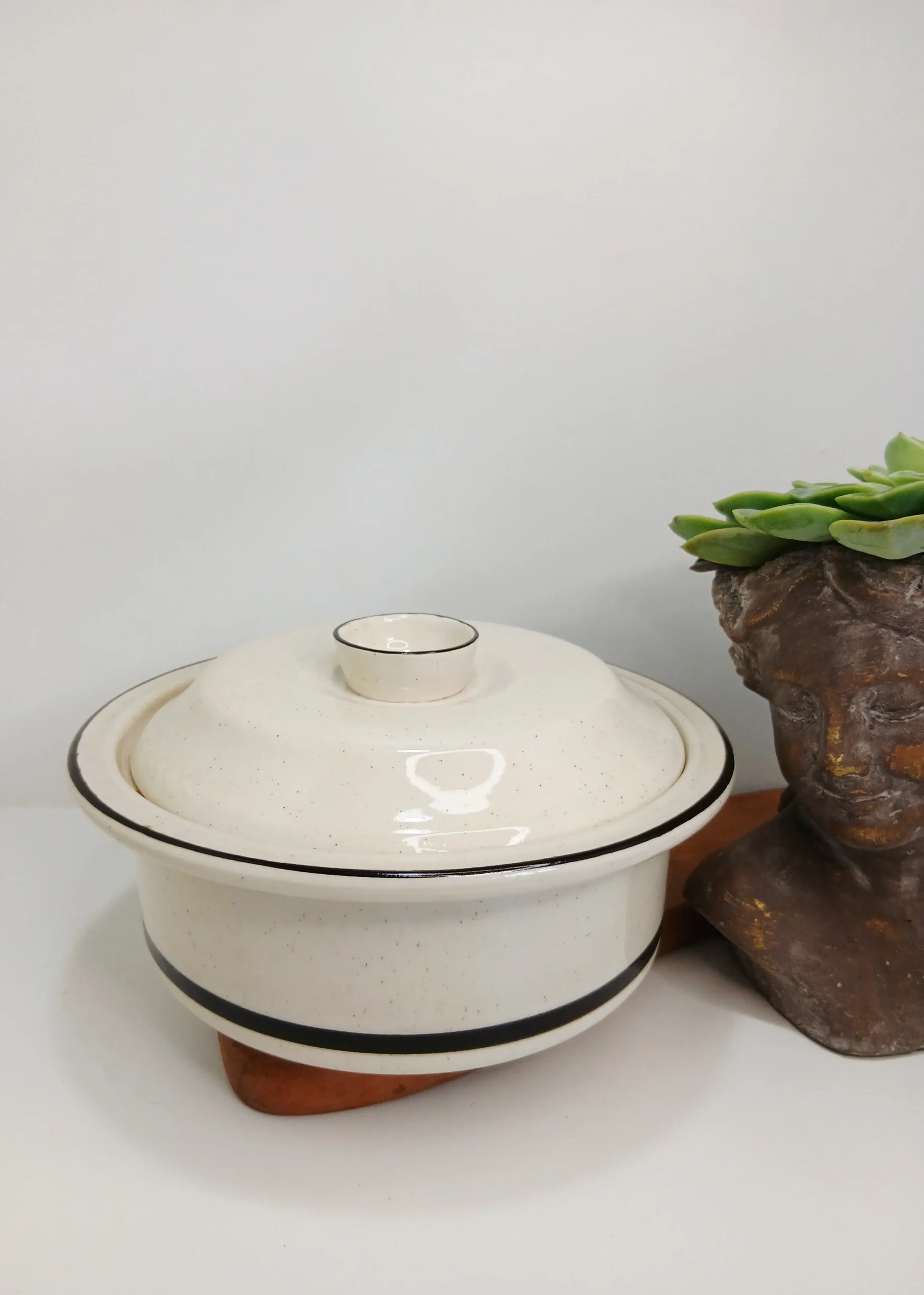 Vintage Round Ceramic Lidded Casserole Dish
