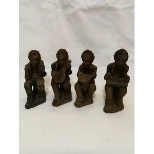 Zambian Baked Clay. Terracotta African Quartet Artwork- Vintage